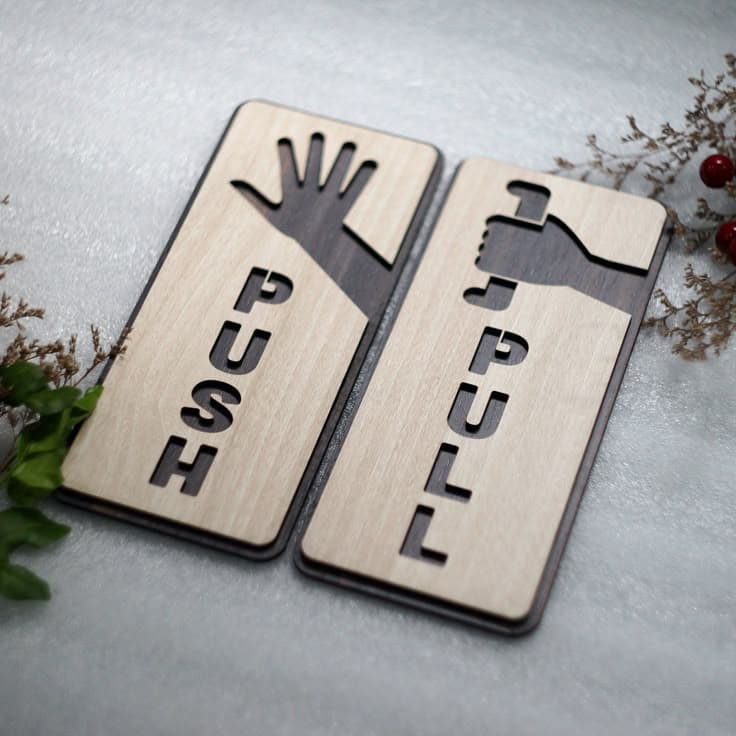 Push Pull Wooden Door Sign